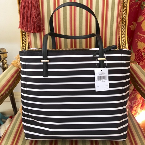 NWT Kate Spade Large Nylon Striped Tote - Picture 2 of 6